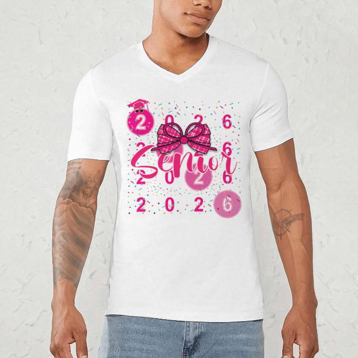 Class Of 2026 Senior Coquette Pink Bow Graduation Family Premium Tri-Blend Men's V-Neck T-Shirt
