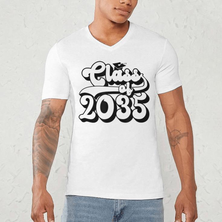 Class Of 2035 Senior Retro 2035 Grad Graduate Graduation Men's V-Neck T-Shirt