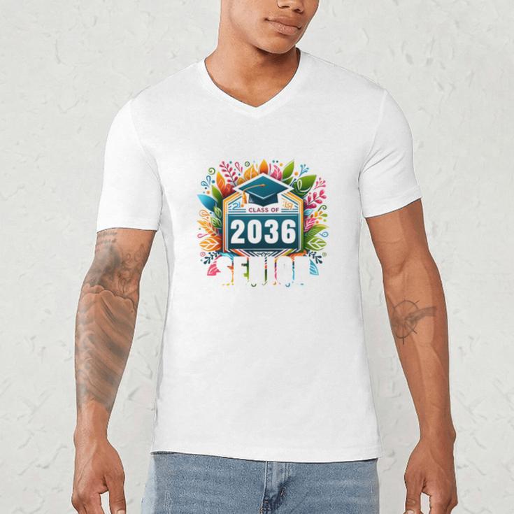 Class Of 2036 Graduation School Vintage Senior 2036 Men's V-Neck T-Shirt