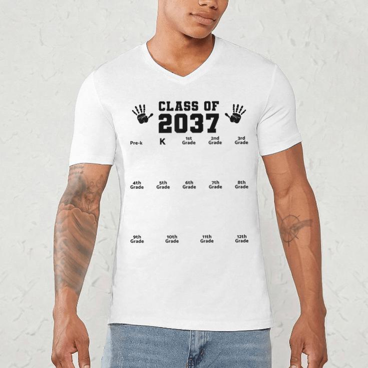 Class Of 2037 Handprint Grow With Me Pre-k Graduation Men's V-Neck T-Shirt