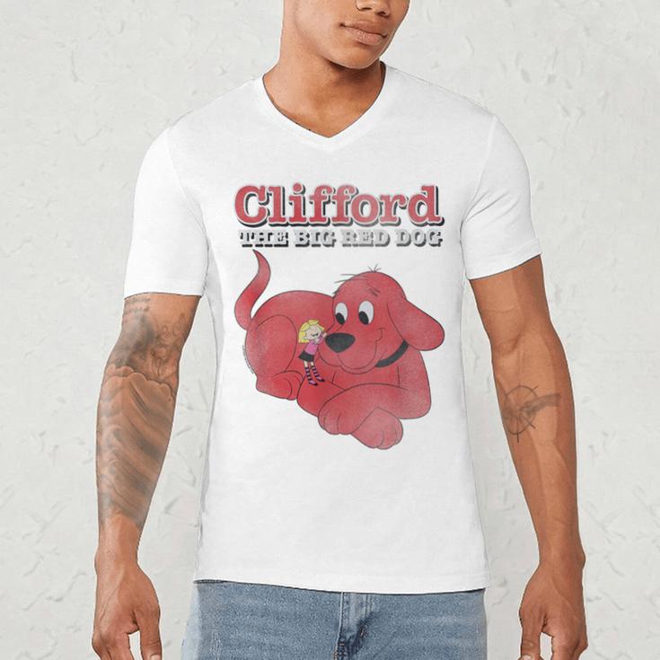 Clifford The Big Red Dog Clifford And Emily Book Cover Men's V-Neck T-Shirt