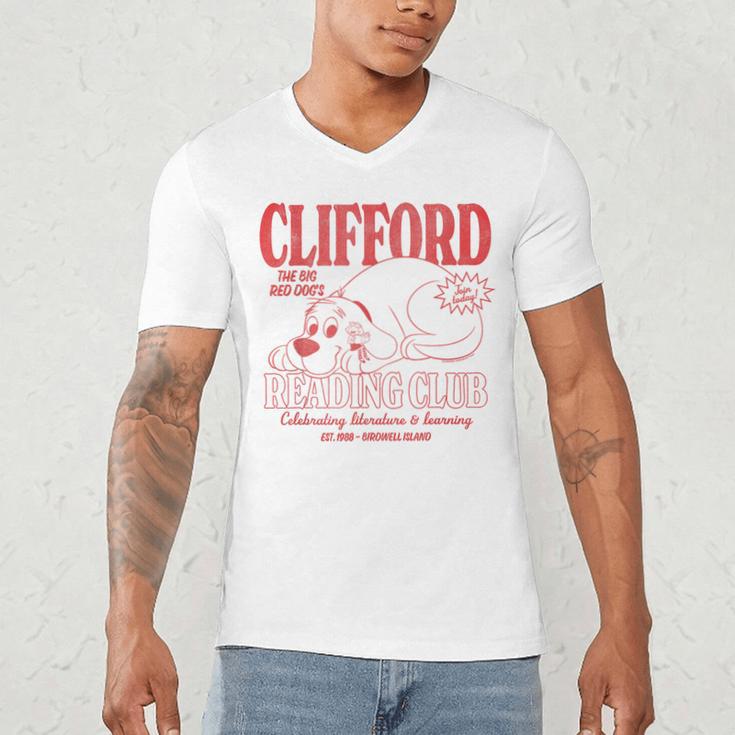 Clifford The Big Red Dog Reading Club Est 1988 Kids Books Men's V-Neck T-Shirt Clifford The Big Red Dog Reading Club Est 1988 Kids Books Men's V-Neck T-Shirt