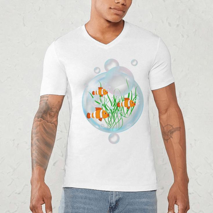 Clownfish Anemonefish Bubbles Water Frutiger Aero Y2K Style Men's V-Neck T-Shirt Clownfish Anemonefish Bubbles Water Frutiger Aero Y2K Style Men's V-Neck T-Shirt