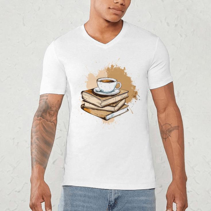 Coffee And Books Adult Books Lover Reading Men's V-Neck T-Shirt