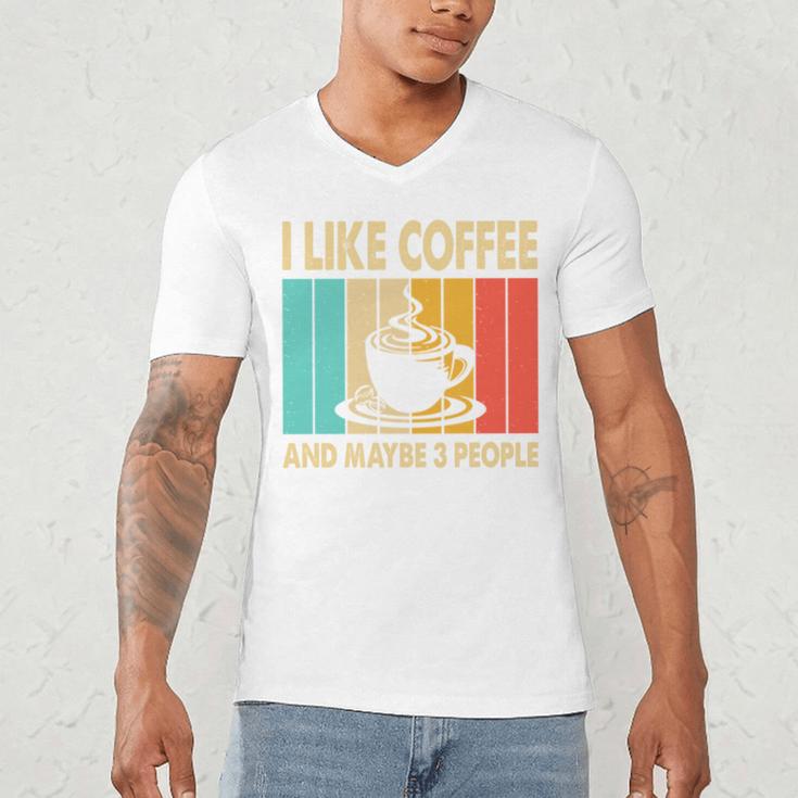 I Like Coffee And Maybe 3 People Introvert Anti-Social Men's V-Neck T-Shirt I Like Coffee And Maybe 3 People Introvert Anti-Social Men's V-Neck T-Shirt