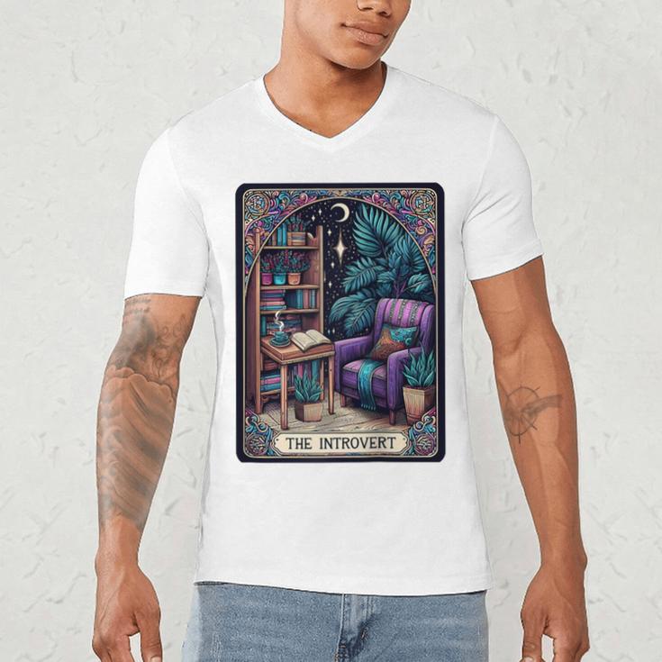 Color Graphic The Introvert Tarot Card Raglan Baseball Tee Men's V-Neck T-Shirt