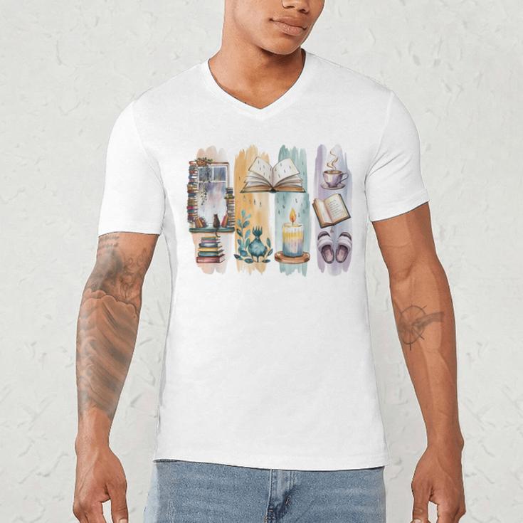 Coquette Bookworm Reading Enthusiast Book Lover Book Men's V-Neck T-Shirt