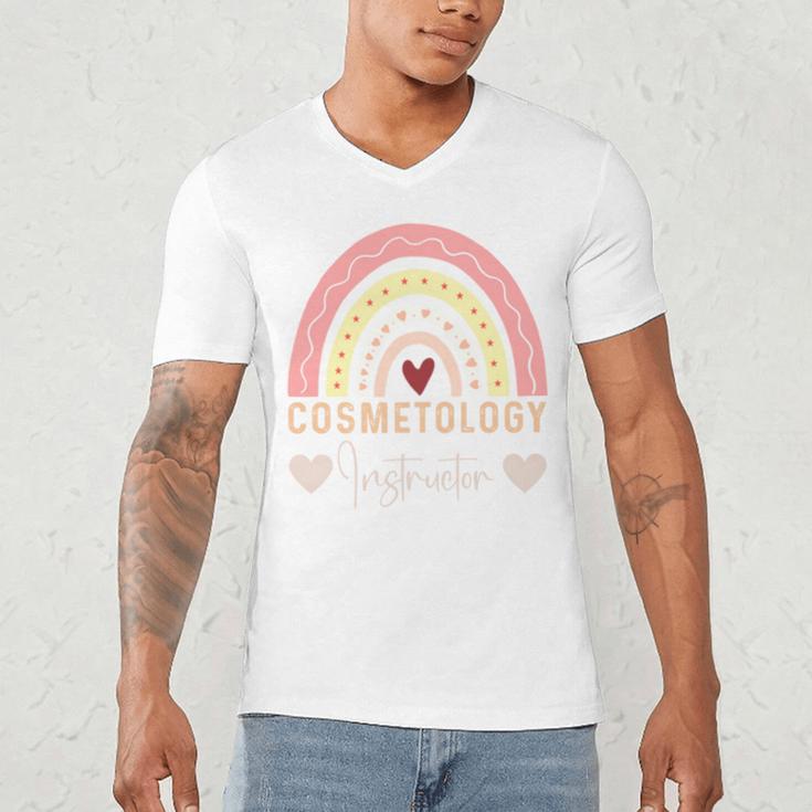 Cosmetology Instructor Cosmetologist Graduation Rainbow Men's V-Neck T-Shirt