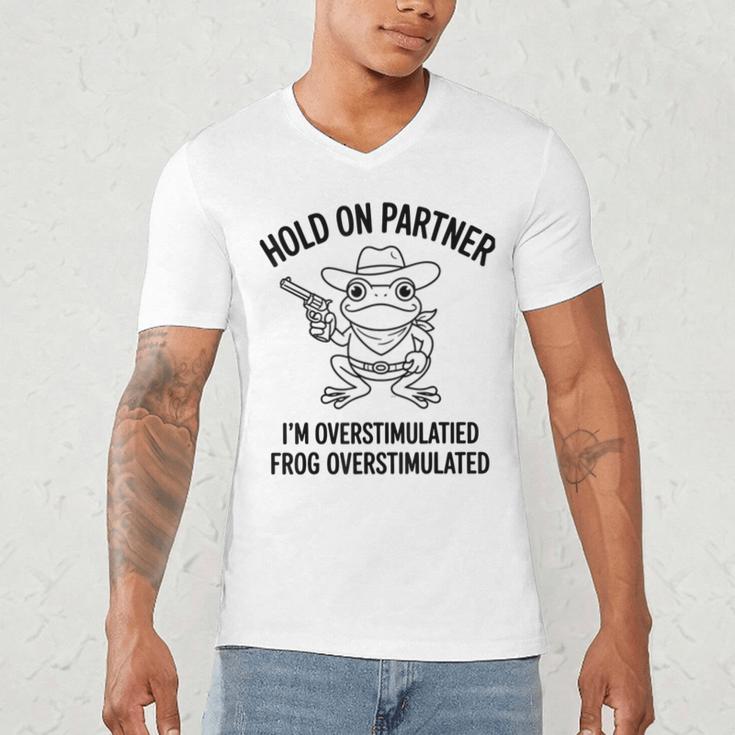 Cowboy Frog Overstimulated Western Meme Introverts Men's V-Neck T-Shirt