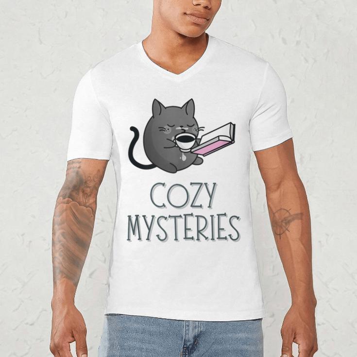 Cozy Mysteries Coffee And Novel For Book Lovers Men's V-Neck T-Shirt