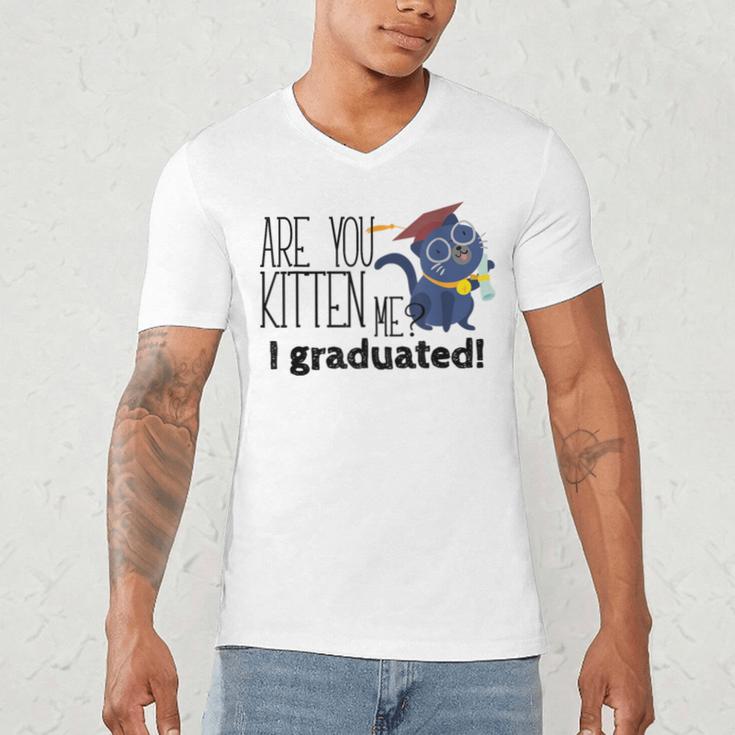 Cute Graduation Cat Masters High School T-Shirt For Men Women Kids Men's V-Neck T-Shirt
