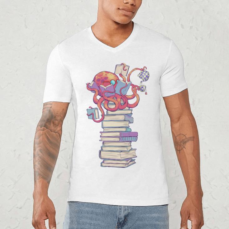Cute Octopus Bookworm Fun Reading Tee For Book Lovers Men's V-Neck T-Shirt Cute Octopus Bookworm Fun Reading Tee For Book Lovers Men's V-Neck T-Shirt