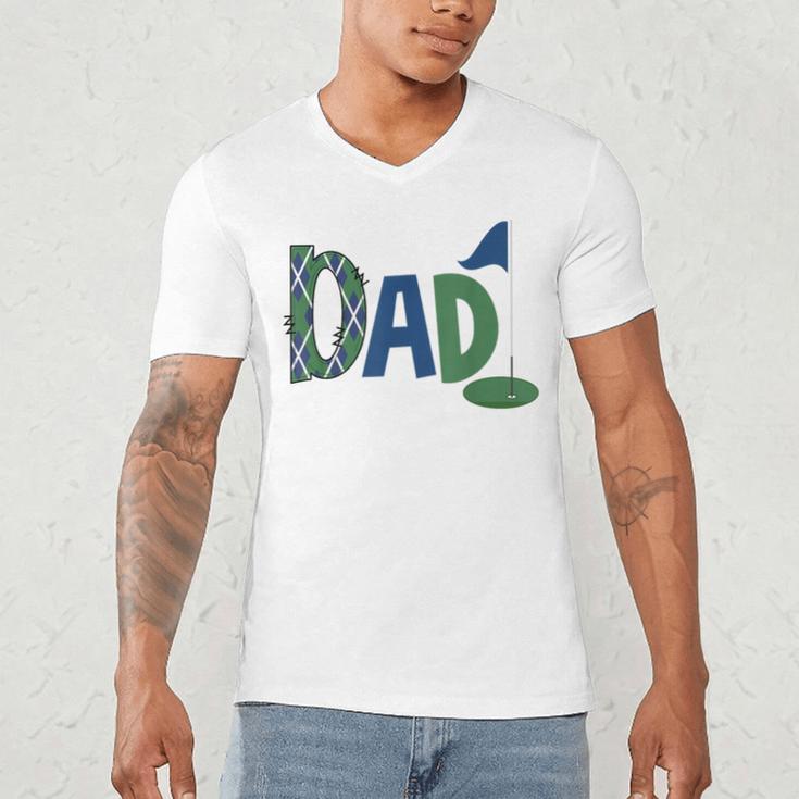 Dad Of The Birthday Boy Hole In One Golf Sport Matching Men's V-Neck T-Shirt
