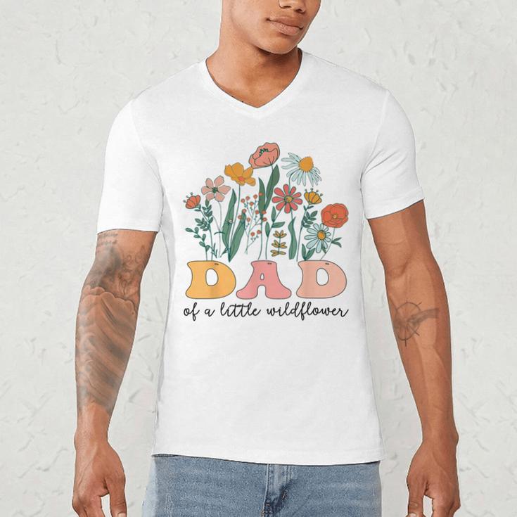 Dad Of The Little Wildflower Birthday Party Baby Shower Men's V-Neck T-Shirt