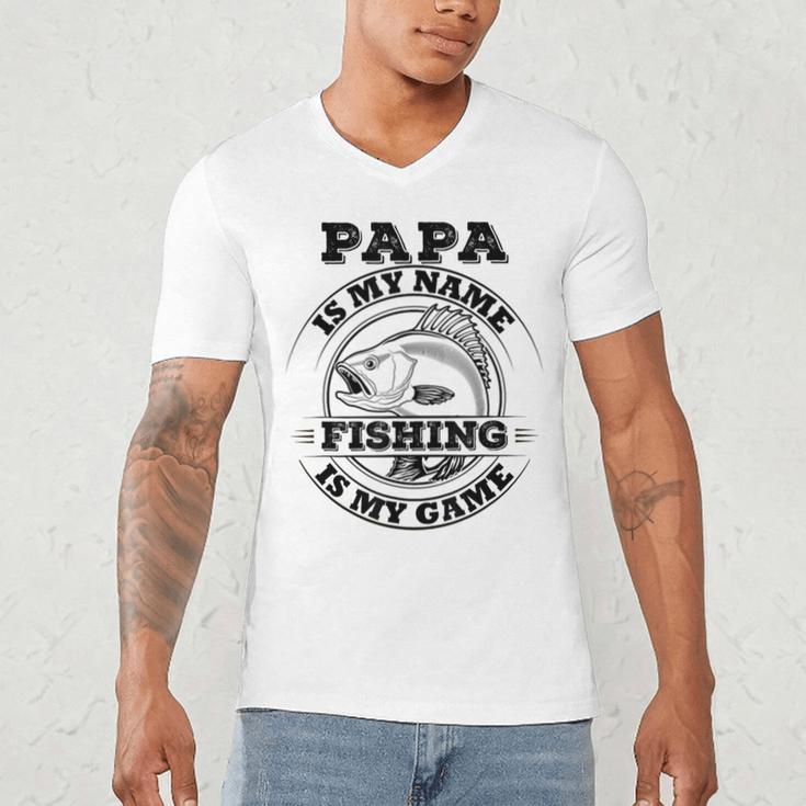 Dad Is My Name Fishing Is My Game Loves Fishing Men's V-Neck T-Shirt