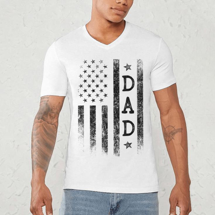 Dad Patriotic American USA Flag Father's Day Dad Men's V-Neck T-Shirt