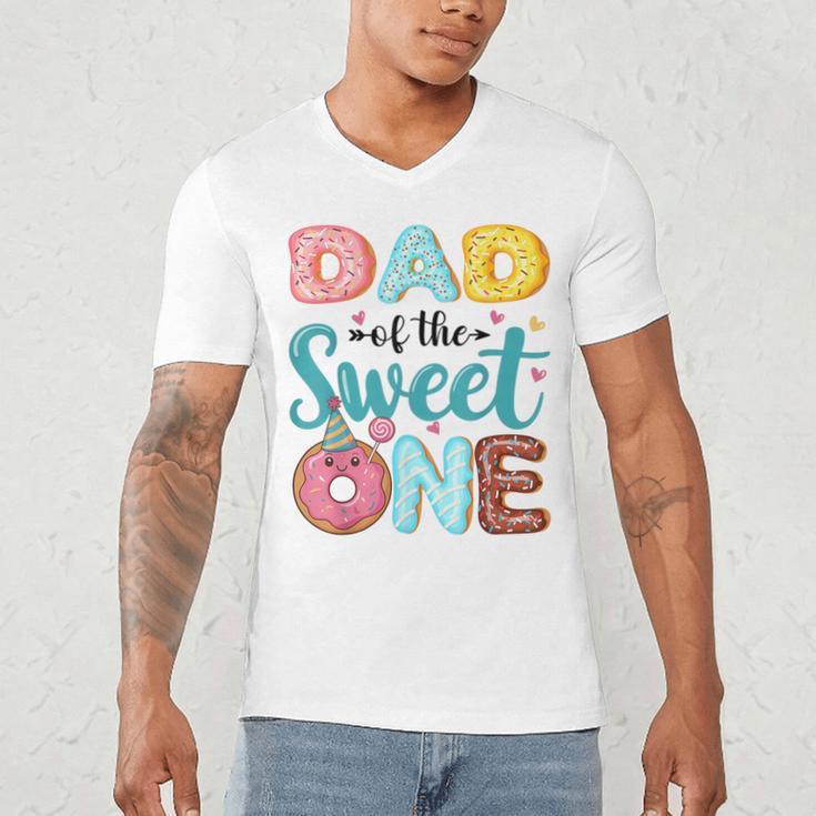 Dad Of The Sweet One 1st Birthday Girl Donut Party Men's V-Neck T-Shirt