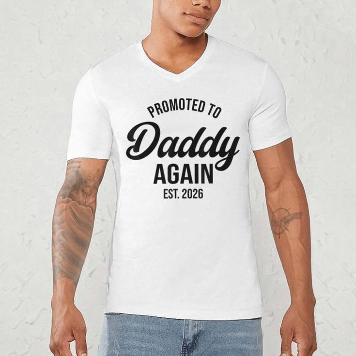 Daddy Again 2026 Promoted To Daddy Again 2026 Dad Again Men's V-Neck T-Shirt