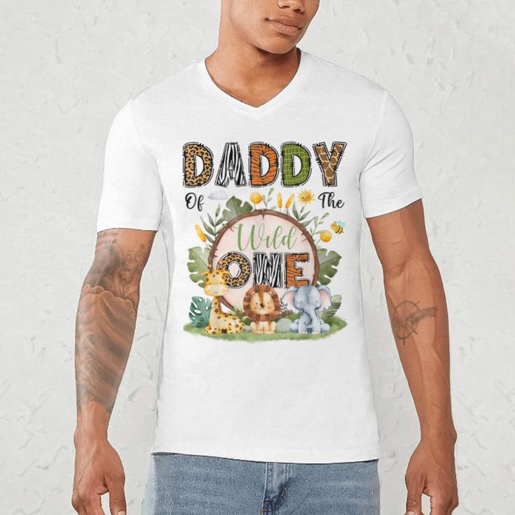 Daddy Of The Wild One 1St Birthday Boy Safari Jungle Men's V-Neck T-Shirt