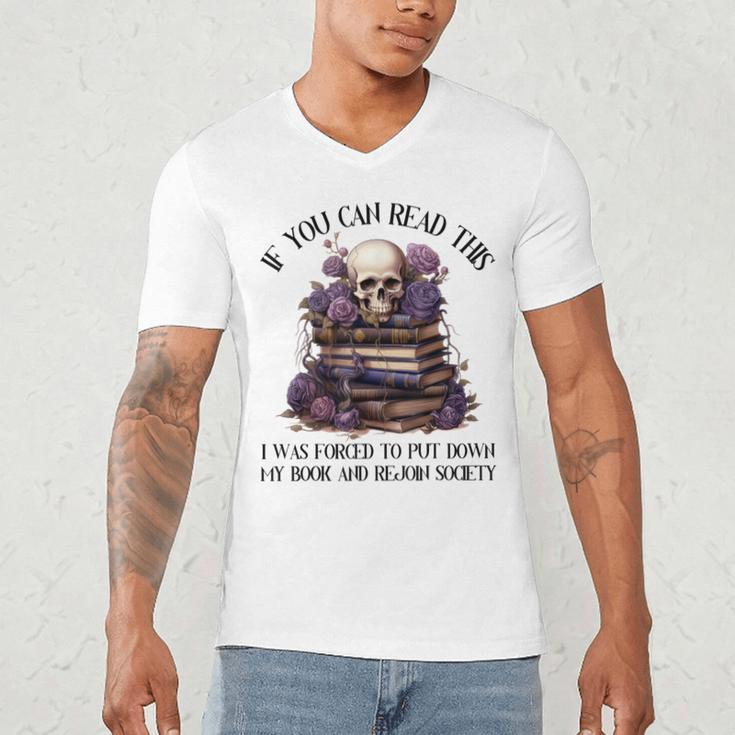 Dark Romance Merch I Put Down My Book Lover Spicy Skeleton Men's V-Neck T-Shirt Dark Romance Merch I Put Down My Book Lover Spicy Skeleton Men's V-Neck T-Shirt