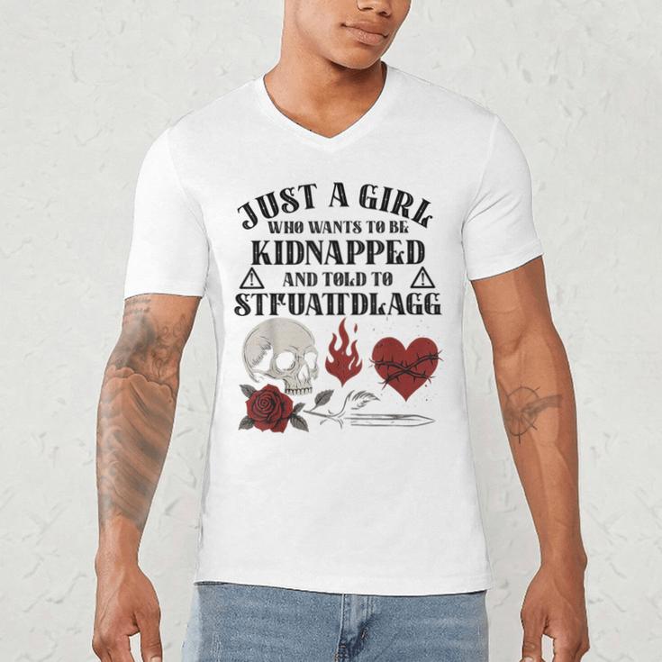 Dark Romance Smutt Book Merch Just A Good Girl STFUATTDLAGG Men's V-Neck T-Shirt