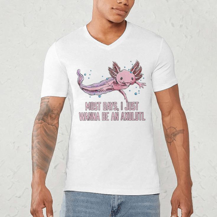 Most Days I Just Wanna Be An Axolotl Salamander Introvert Raglan Baseball Tee Men's V-Neck T-Shirt