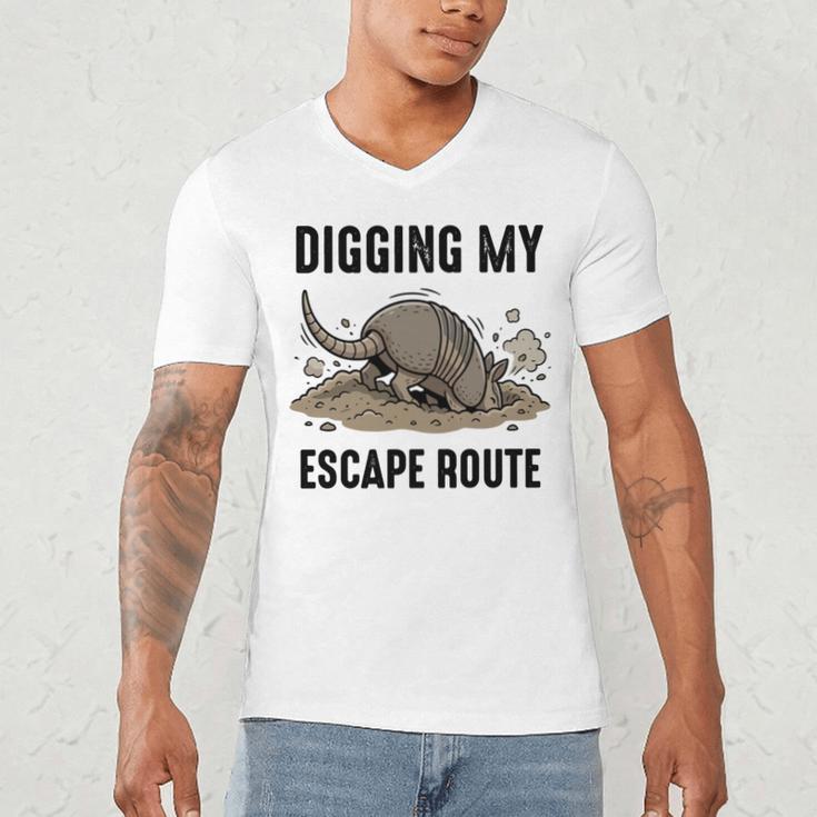 Digging My Escape Route Armadillo Introvert Humor Men's V-Neck T-Shirt