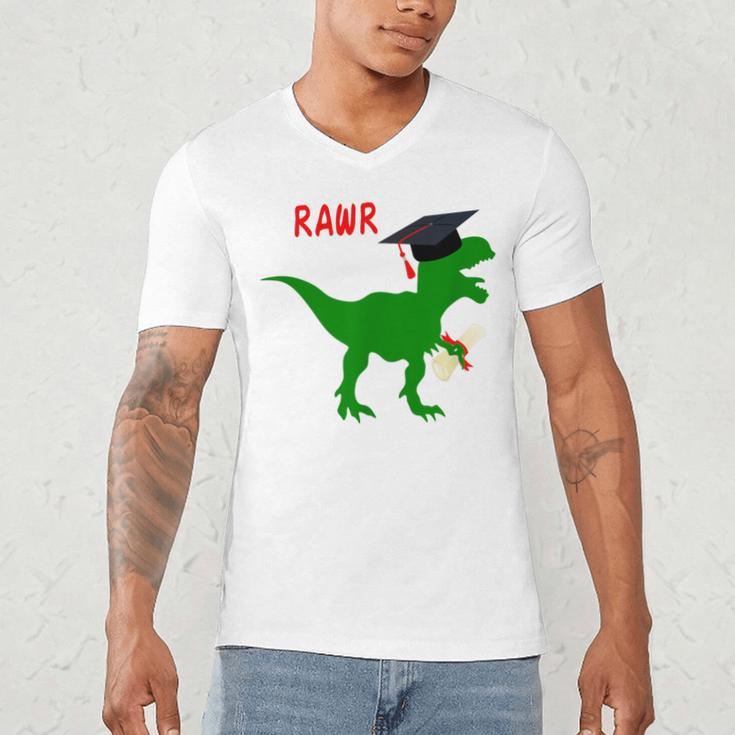 Dinosaur Rawr Diploma Graduate Graduation Men's V-Neck T-Shirt