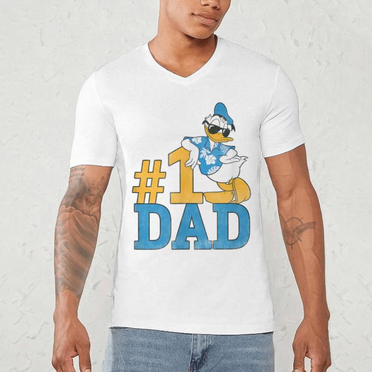 Disney Donald Duck Number One Dad Sunglasses Father's Day Men's V-Neck T-Shirt
