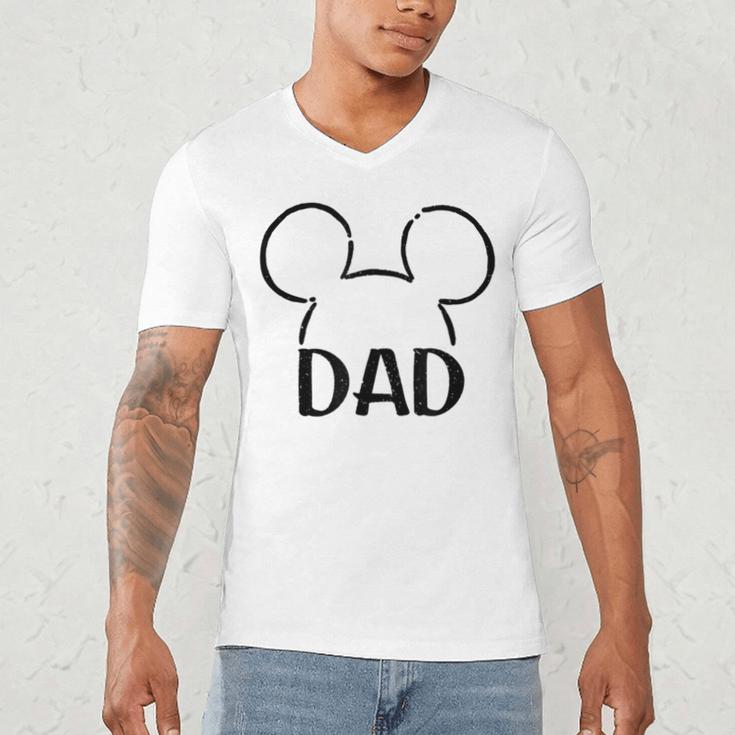 Disney Mickey And Friends Dad Mickey Ears Outline Logo Men's V-Neck T-Shirt