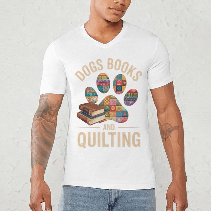 Dogs Books And Quilting Men's V-Neck T-Shirt