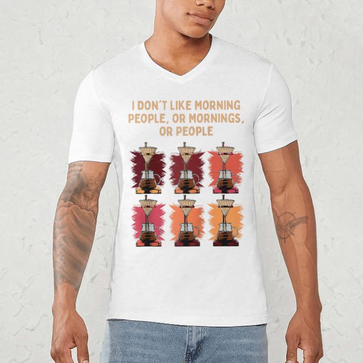 I Dont Like Morning People Introvert Coffee Lover Antisocial Raglan Baseball Tee Men's V-Neck T-Shirt