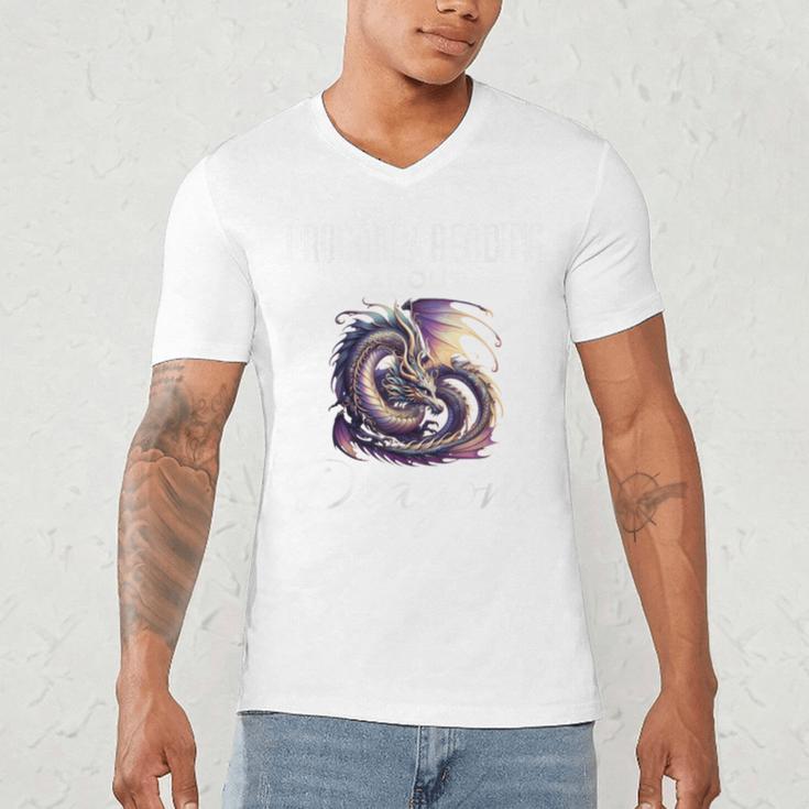 Dragon Fantasy Book Lover And Apparel Probably Reading About Dragons Men's V-Neck T-Shirt