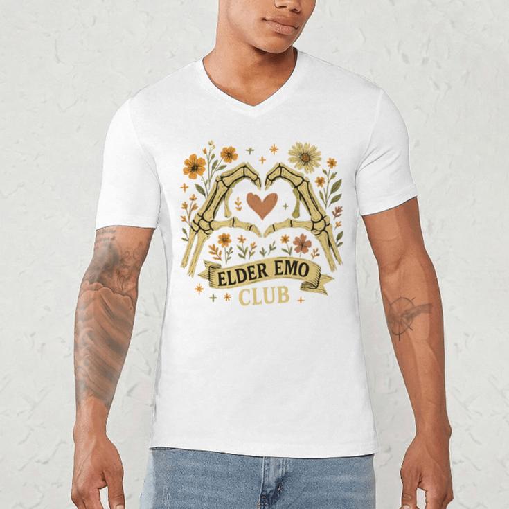 Elder Emo Club Skeleton Hands Heart Nostalgia Men's V-Neck T-Shirt