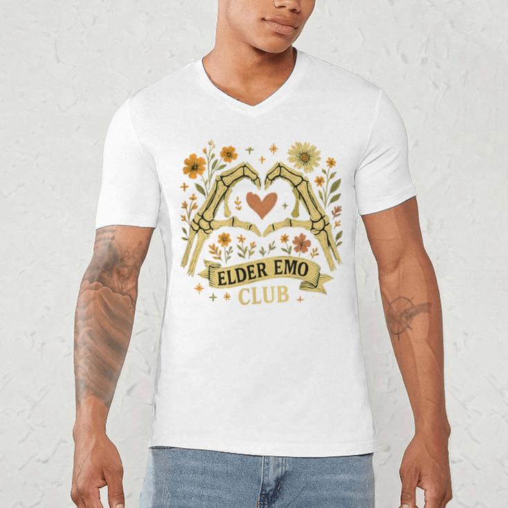 Elder Emo Club Skeleton Hands Heart Nostalgia Men's V-Neck T-Shirt