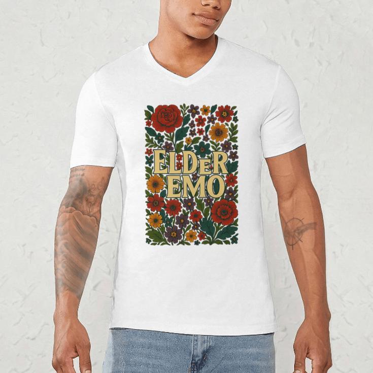 Elder Emo Floral Gothic Vintage Nostalgia Premium Tri-Blend Men's V-Neck T-Shirt Elder Emo Floral Gothic Vintage Nostalgia Premium Tri-Blend Men's V-Neck T-Shirt