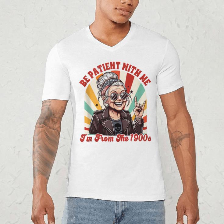 Elder Emo Grandma Nana Be Patient With Me I'm From The 1900s Men's V-Neck T-Shirt