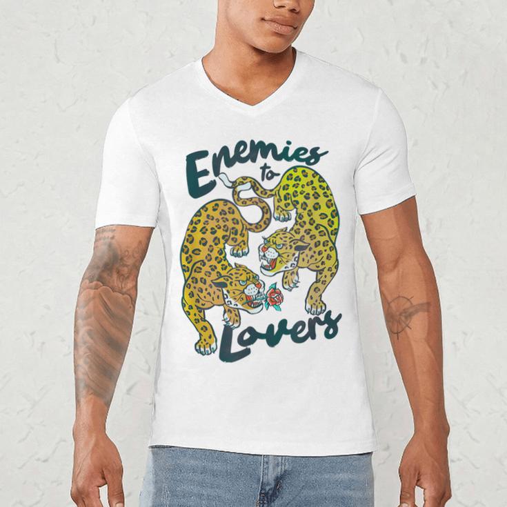 Enemies To Lovers Jaguar Tee Romance Book Plot Device Trope Men's V-Neck T-Shirt