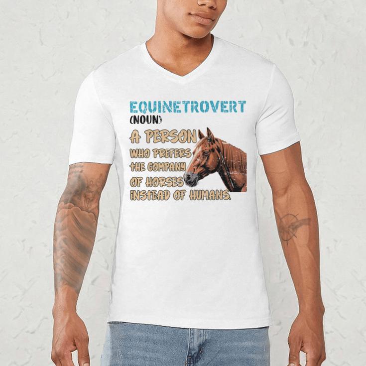 Equinetrovert Definition Equine Horse Riding Introvert Men's V-Neck T-Shirt