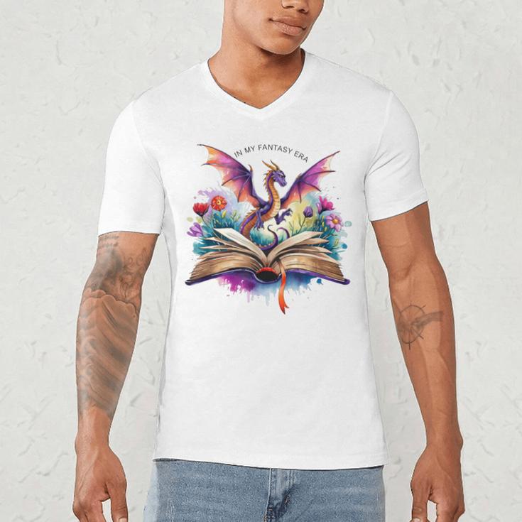 In My Fantasy Era Magic Dragon Book Men's V-Neck T-Shirt