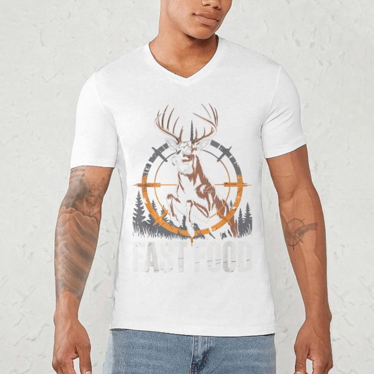 Fast Food Deer Hunting Hunter Dad Tail Buck Men's V-Neck T-Shirt