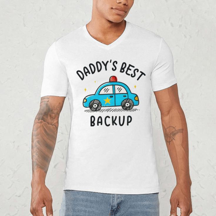 Father Son Daughter Daddy's Best Backup Father's Day Toddler Men's V-Neck T-Shirt