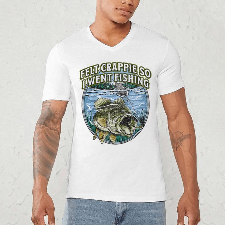 Felt Crappie So I Went Fishing Introvert Lakes Antisocial Raglan Baseball Tee Men's V-Neck T-Shirt Felt Crappie So I Went Fishing Introvert Lakes Antisocial Raglan Baseball Tee Men's V-Neck T-Shirt