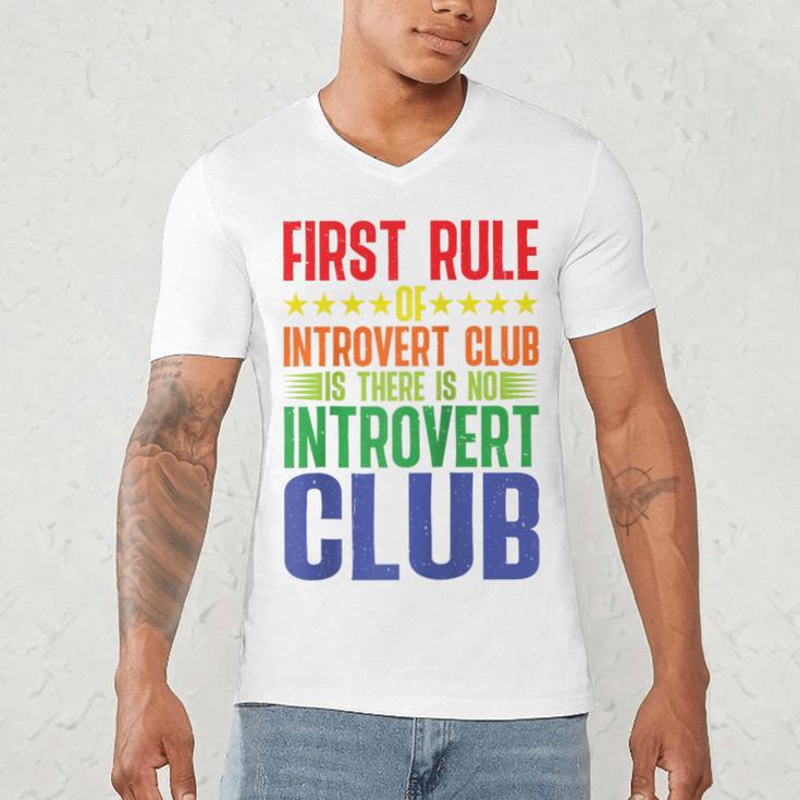 First Rule Of Introvert Club Is There Is No Introvert Club Raglan Baseball Tee Men's V-Neck T-Shirt First Rule Of Introvert Club Is There Is No Introvert Club Raglan Baseball Tee Men's V-Neck T-Shirt