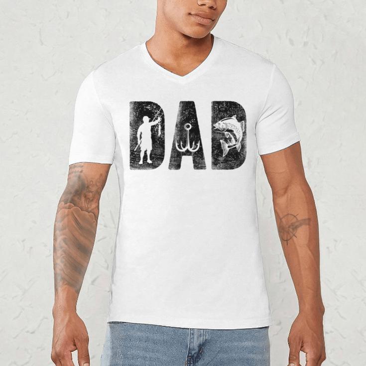 Fishing Dad Birthday Classic Bold Font Fish Daddy Men's V-Neck T-Shirt Fishing Dad Birthday Classic Bold Font Fish Daddy Men's V-Neck T-Shirt