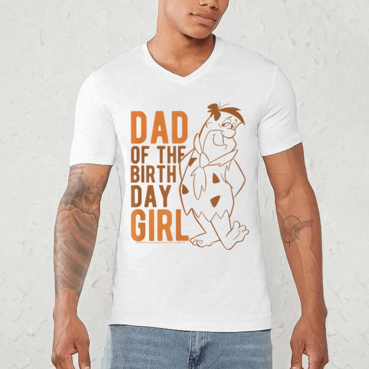 The Flintstones Fred Flintstone Dad Of The Birthday Girl Men's V-Neck T-Shirt