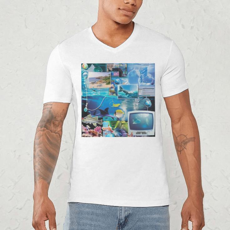 Frutiger Aero Retro Vibes Men's V-Neck T-Shirt Frutiger Aero Retro Vibes Men's V-Neck T-Shirt