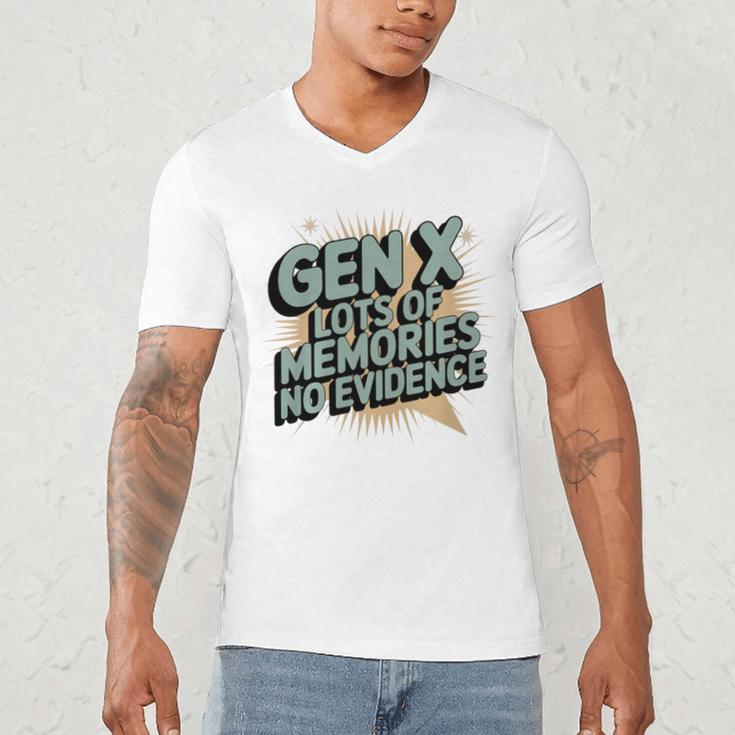 Gen X Lots Of Memories No Evidence Nostalgia Throwback Quote Premium Tri-Blend Men's V-Neck T-Shirt