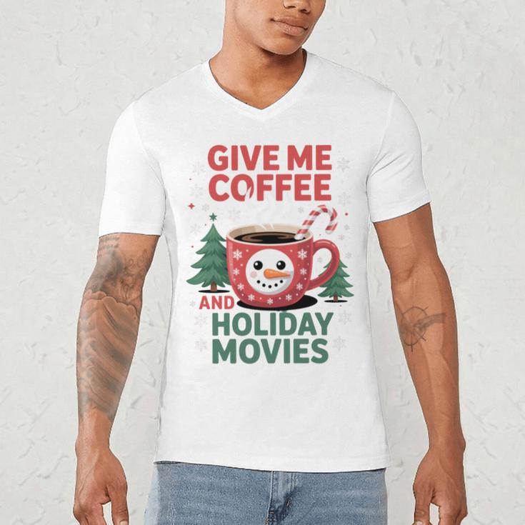Give Me Coffee And Holiday Movies Introvert Christmas Men's V-Neck T-Shirt