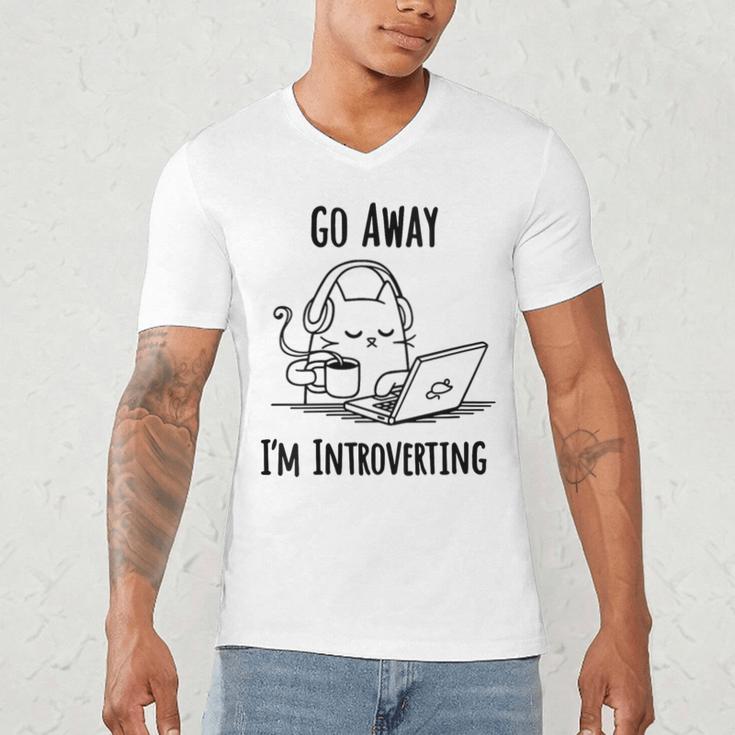 Go Away I'm Introverting Cat Introvert Anxiety Anxious Men's V-Neck T-Shirt Go Away I'm Introverting Cat Introvert Anxiety Anxious Men's V-Neck T-Shirt